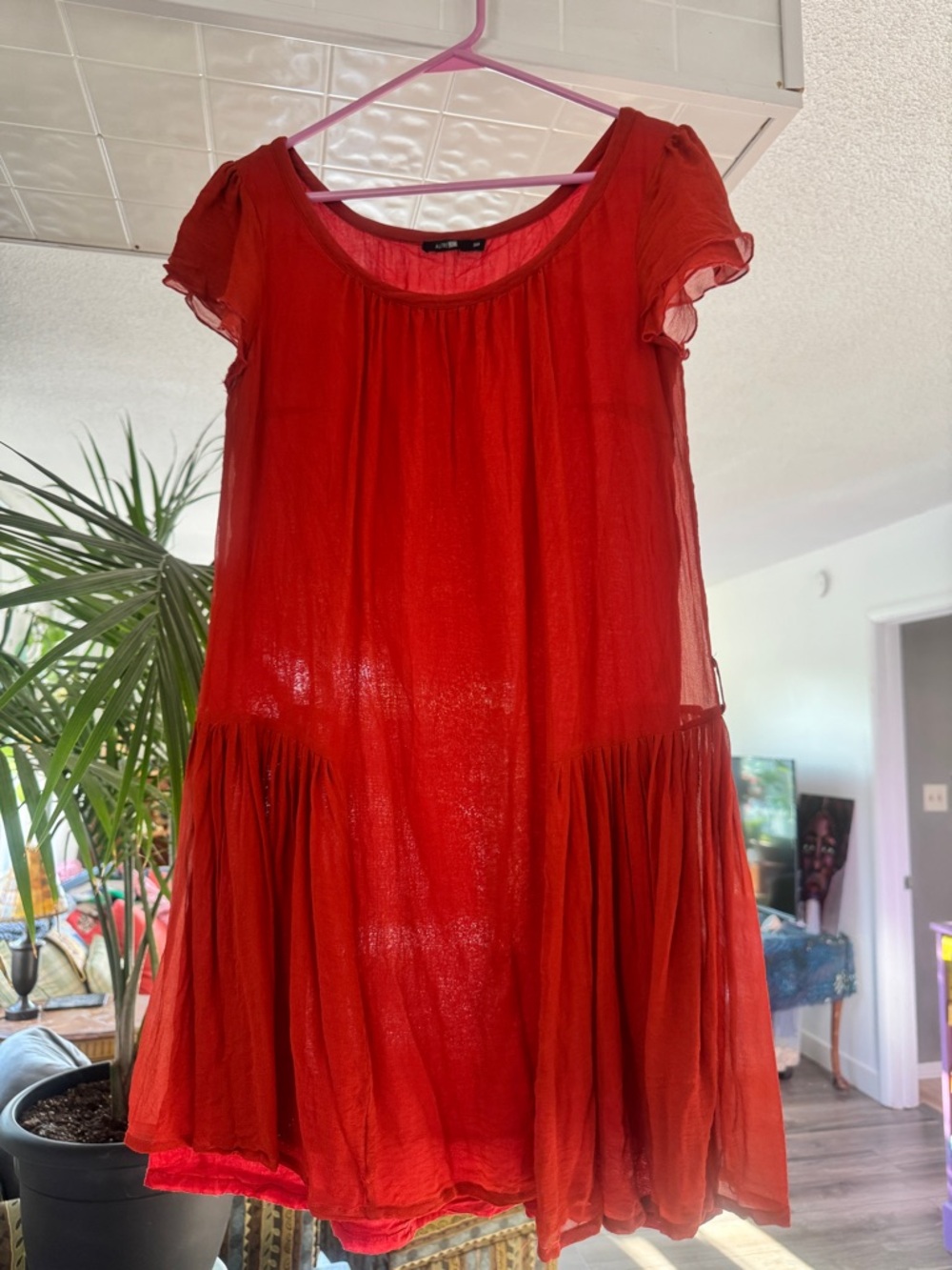 Dress from France Autre Ton Paris 100% Silk Burnt Orange Tiered Hem - sz 6 RARE - Picture 2 of 10